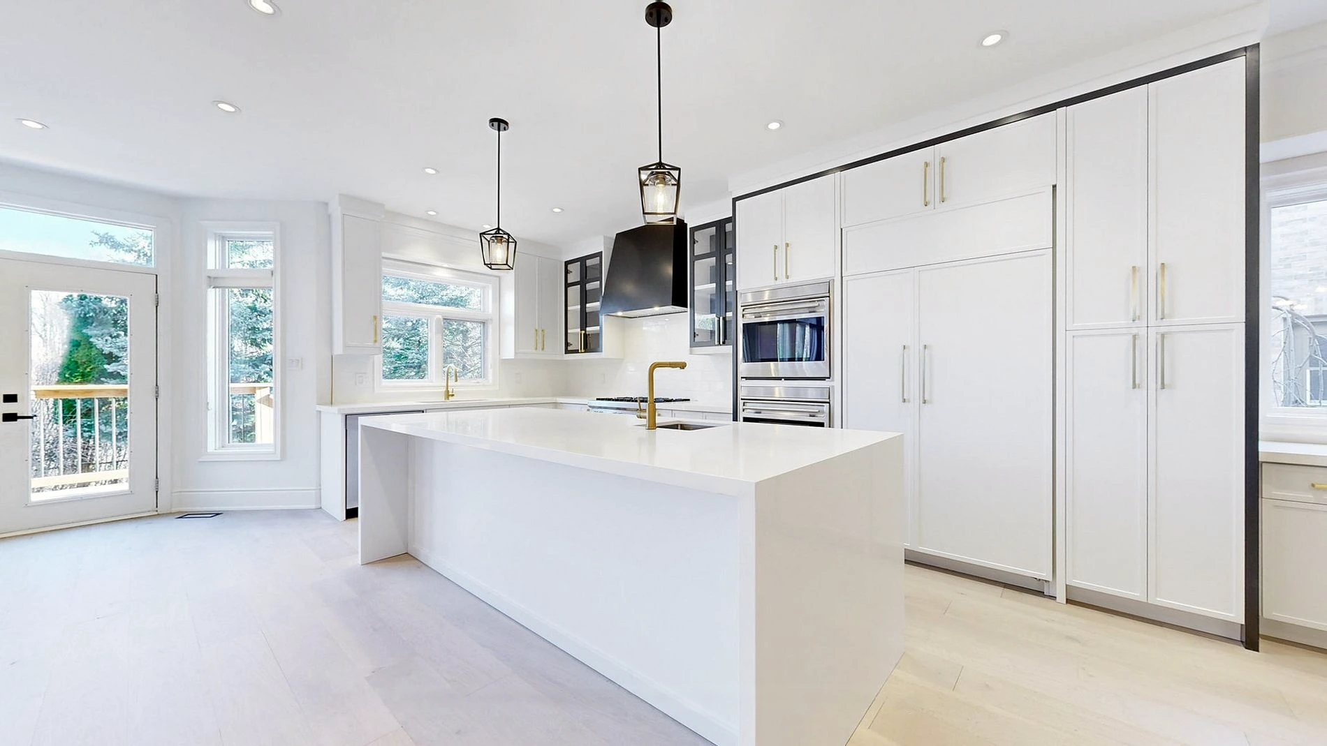 Wide view of a completed Queen Kitchens custom kitchen