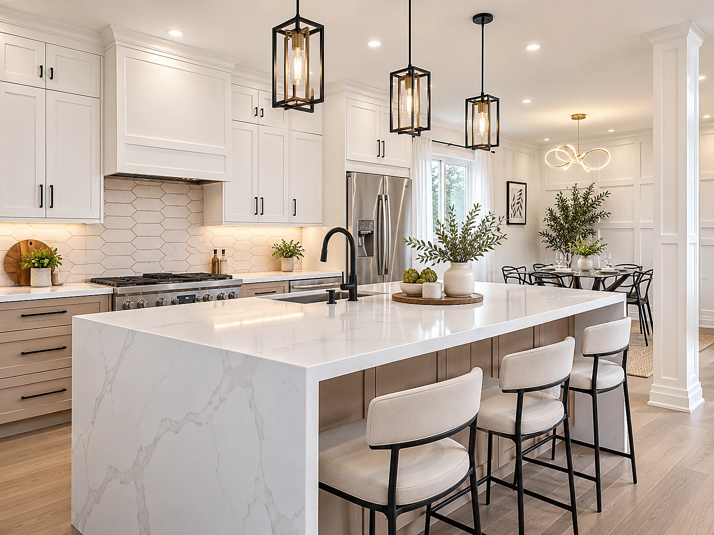 Island-led Queen Kitchens design visualization